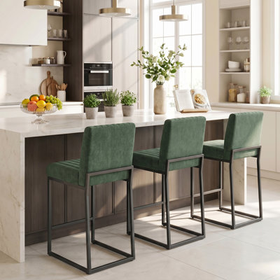 Tabouret de bar rembourré à hauteur de comptoir de 26 po avec structure en métal, ensemble de 6