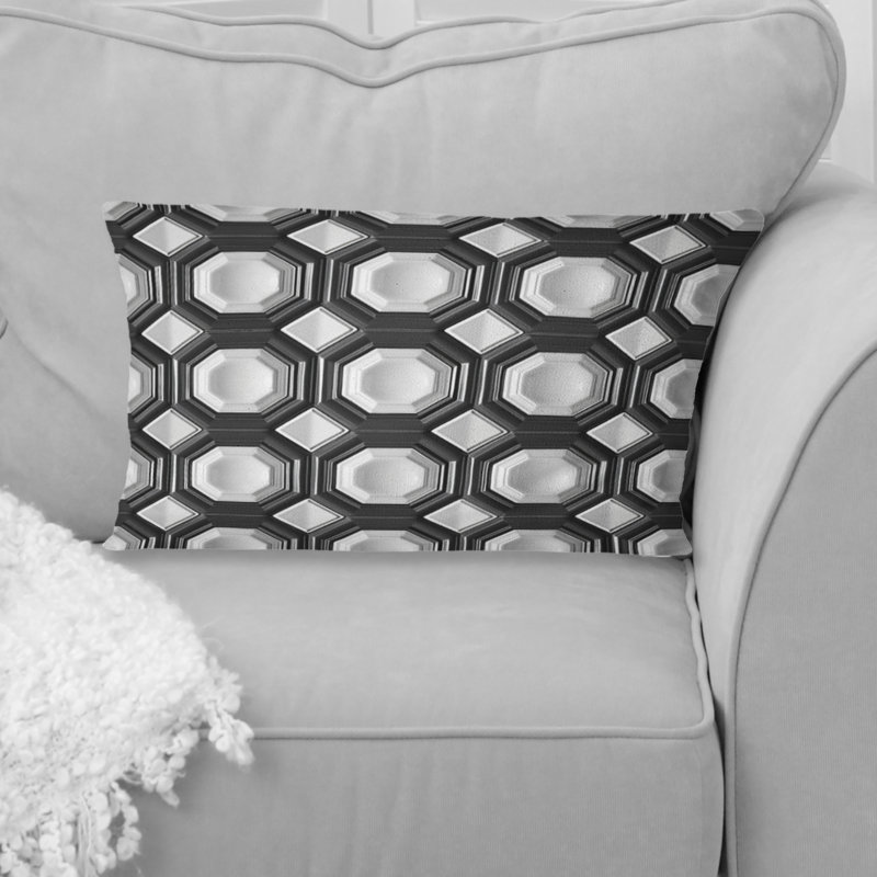 Coussin lombaire moderne noir et blanc Hexagon I