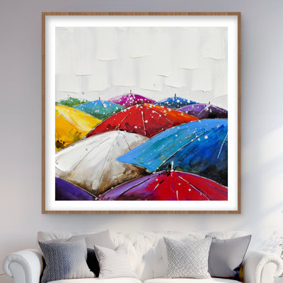 Parasols colorés - imprimé mat contemporain encadré bleu