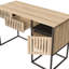Bureau, bureau d'ordinateur, commode, avec tiroirs / rangement, assemblage facile, structure en métal, minimaliste moderne, élément à rayures verticales