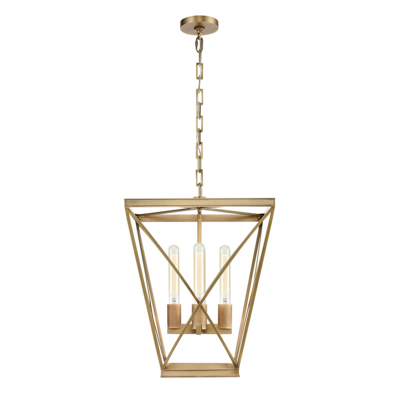 Lattice 4 - Light Chandelier, Vintage Brass