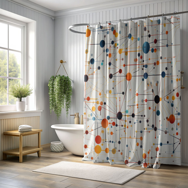 Geometric Fusion - Premium Shower Curtain, 74"H x 71"W