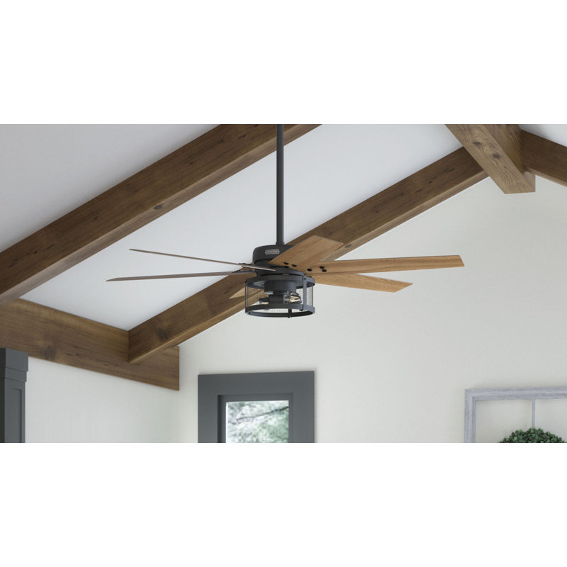 Houston 52" Matte Black 6-Blade Ceiling Fan with LED Lighting & Remote