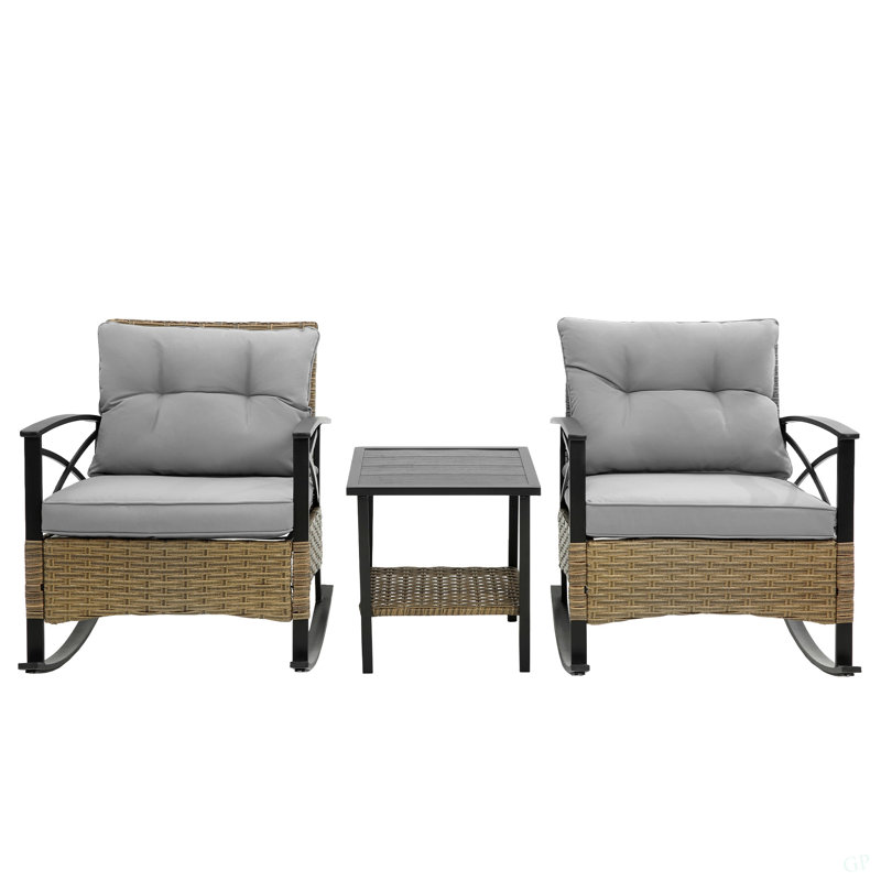 Ensemble de chaises berçantes 3 pièces, Gris