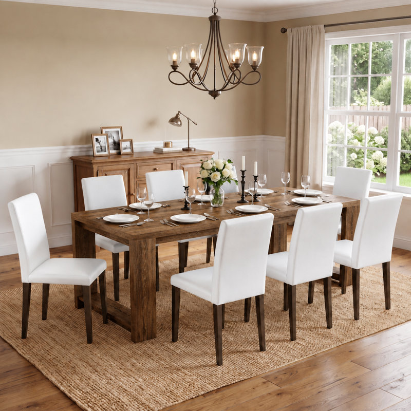 Kristin Dining Set, Brown, White