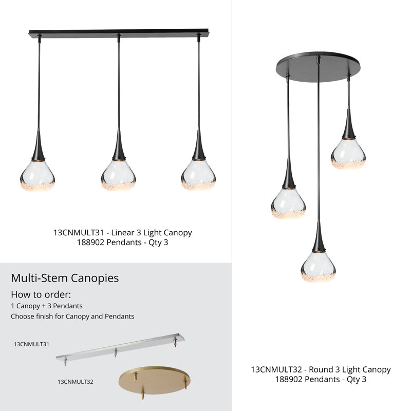 3-Light Round Canopy, Black