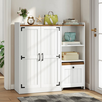 20 Pair Shoe Storage Organizer with Adjustable Shelves, Doors, and Lockable Casters