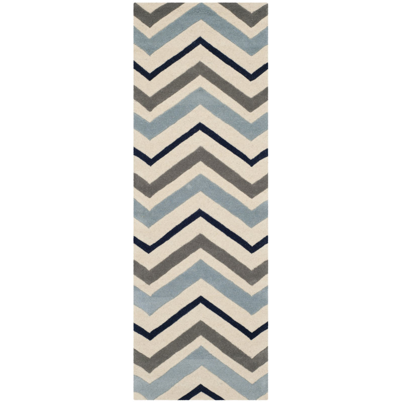 Walk Chevron Wool Hand Woven Area Rug, Runner 69 x 213 cm