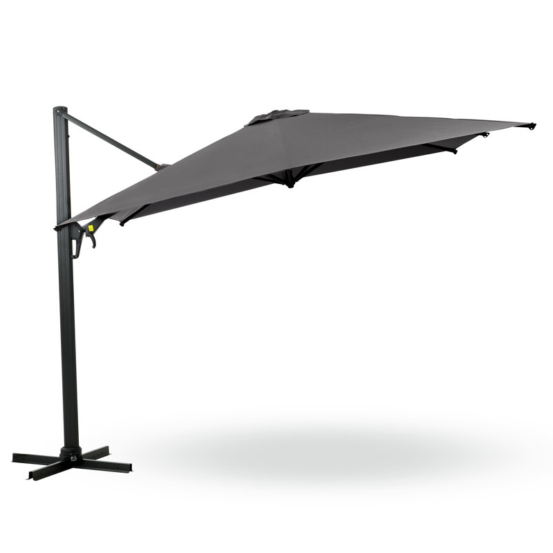 Parasol de patio en porte-à-faux 10 pi avec rotation à 360 ° et réglage de l'inclinaison, Gris