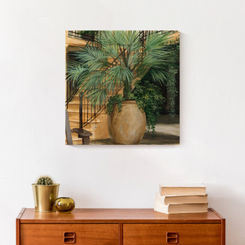 Plante en pot sur toile, H 12 po x l 12 po x P 1,25 po