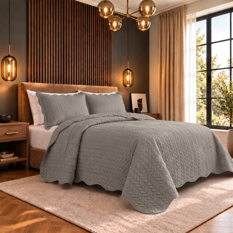 Ensemble de couvre-lits matelassés surdimensionnés Oxford, ensemble de literie en microfibre douce inspiré des hôtels, Beige