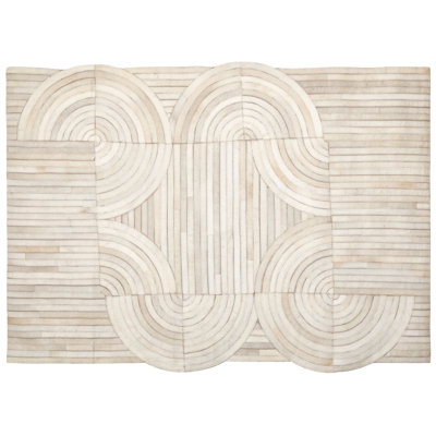 Rectangle 170 cm x 120 cm Geometric Leather Hand Tufted Area Rug