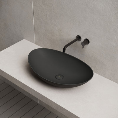 MonBlari 24" X 15" Oval Solid Surface Matte Black Vessel Sink
