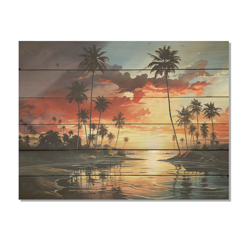 Palmiers palmiers Serenity Sunset - palmiers et palmiers, art sur bois de pin naturel, H 10 po x l 20 po