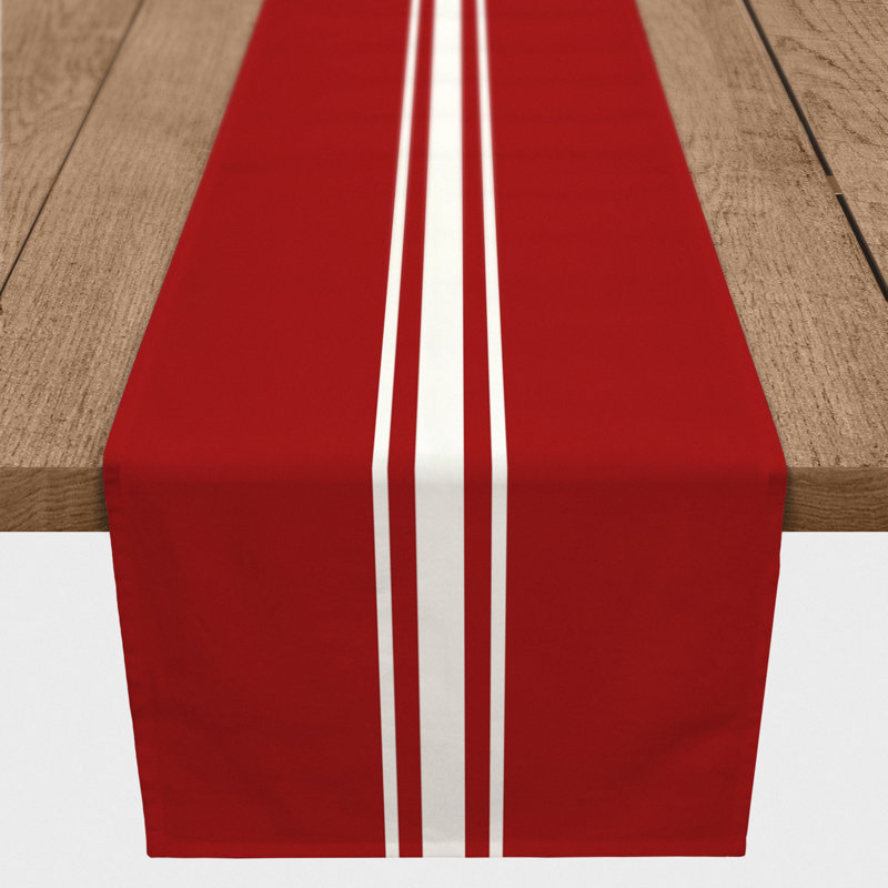Bundrage Rectangle Striped Polyester Table Runner, 90" x 16", Red