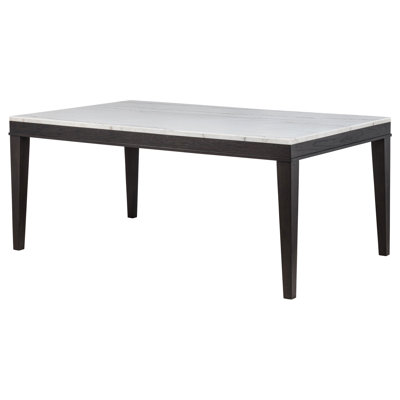 Vinia 72-Inch Rectangular White Marble Top Dining Table Coffee Bean