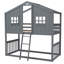 Lit superposé à échelle en gris - lit simple en bois massif pour la taille de la pièce avec bois, choix pratique pour la chambre à coucher-744619261