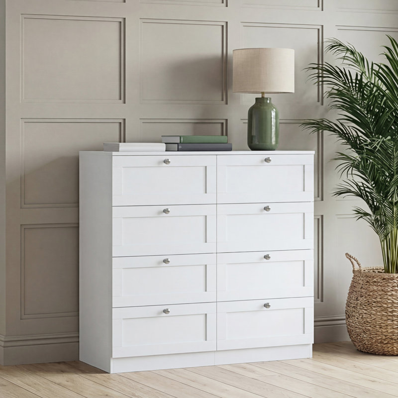 Tasneem 8 Drawer Chest of Drawers Bedroom Storage Unit Clothes Storage Cabinet Bedroom Living Room Hallway Furniture, White