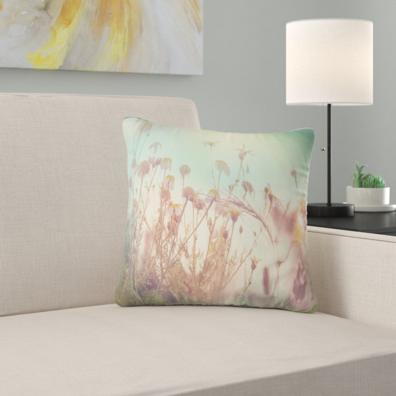 Coussin de gazon et d’herbe fleur d’été, 18 po x 18 po, Coussin décoratif