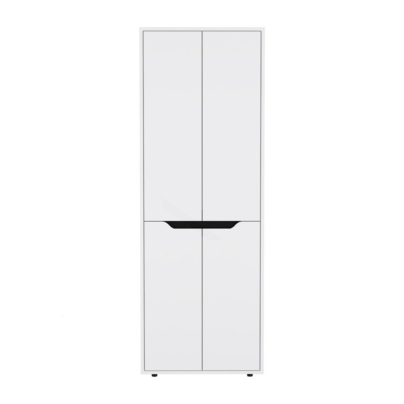 Armoire de rangement 67 po H, avec quatre portes et cinq tablettes intérieures, blanc / noir