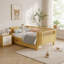 Lit plateforme simple en bois avec rails, base de lit en bois naturel à profil bas pour enfants garçons et filles