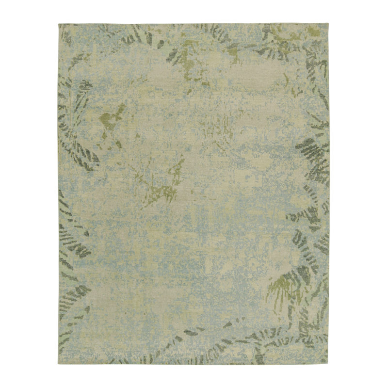 Hand-Knotted Rectangle 8'1" x 10'1" Cotton/Wool Area Rug in Blue/Beige