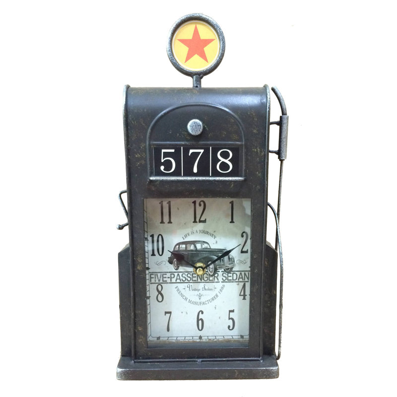 Horloge de table à pompe à gaz rétro