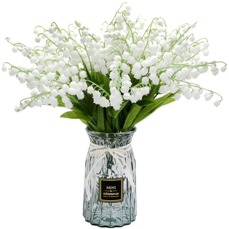 Tiges de fleurs artificielles blanches au muguet