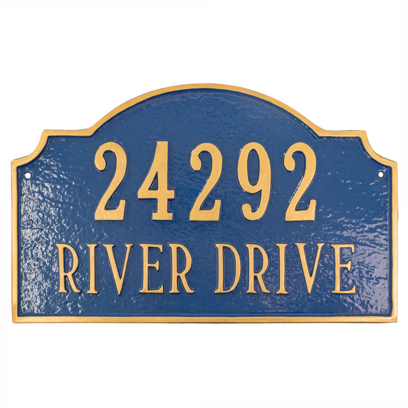 Vanderbilt Standard Two Line Address Sign Plaque, Yes, White/Silver