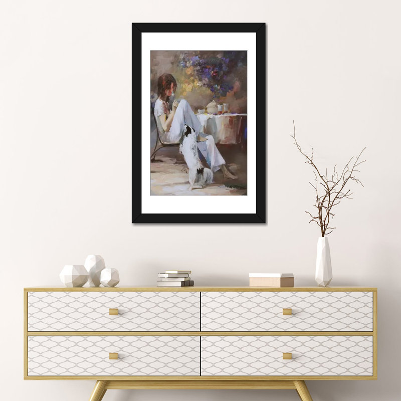 «WaitIng for…», reproduction sur toile, H 26 po x l 18 po x P 1,5 po, Toile avec cadre noir, Blanc