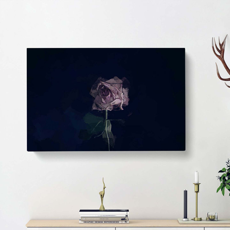 Dying Purple Rose In Abstract - Wrapped Canvas Print, 40cm H x 60cm W x 3cm D