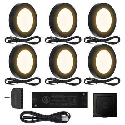 Ensemble de 6 luminaires sous-armoire avec gradateur câblé 12V 1,8W / pièce pour armoire de cuisine