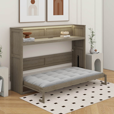 Lit escamotable simple TG avec bureau, lumière DEL et USB