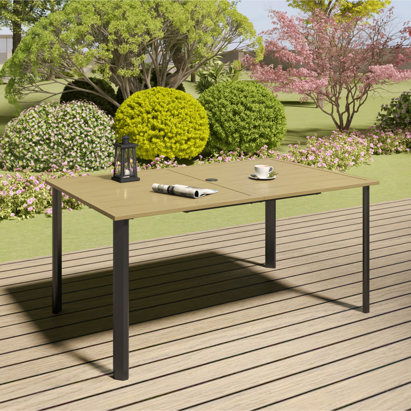 Rectangular 63"L X 38"W Outdoor Dining Table, Brown