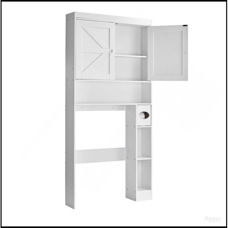 Armoire de rangement au-dessus de la toilette pour salle de bain avec tablette réglable blanche H 67,4 po