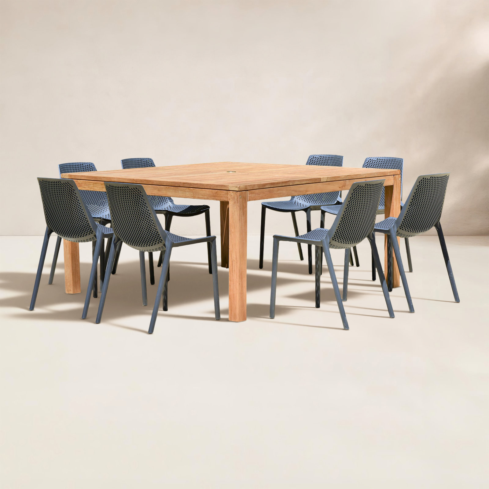 Anautica 59" Teak Patio Dining Set, Gray