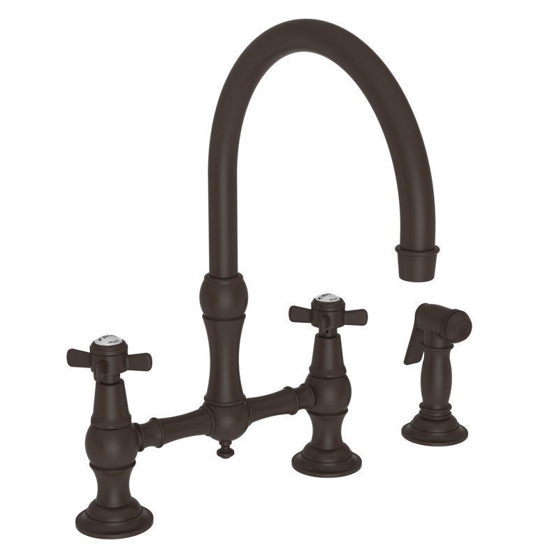 Fairfield Kitchen Bridge Faucet with Side Spray, Oil Rubbed Bronze