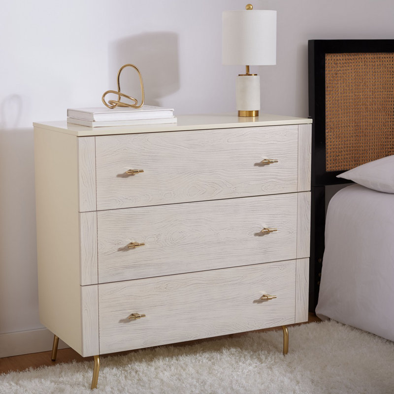 Élégante et luxueuse table de chevet 36 po avec commode de chambre à coucher à 3 tiroirs avec design moderne chic