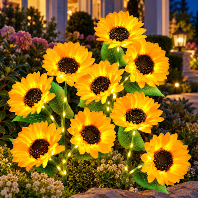 Ensemble de 3 lumières solaires de jardin avec 9 lumières tournesol et lumières solaires extérieures imperméables