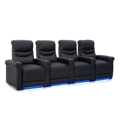 Upholstered Home Theater Seat with Cup Holder
