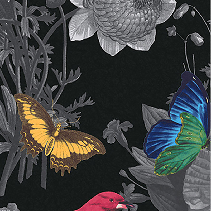 Floral Wallpaper Double Roll, Black