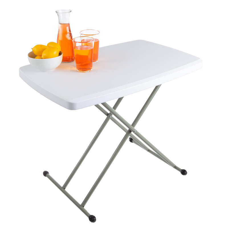 Folding Table - Lightweight Portable Folding Desk - Small Plastic Table for Camping, Playing Cards, and Crafting by Everyday Home (White)