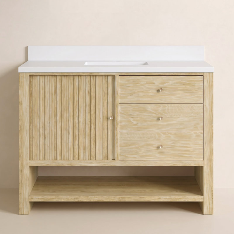 Marigot 48'' Single Bathroom Vanity with Top, White Zeus, Single-Hole