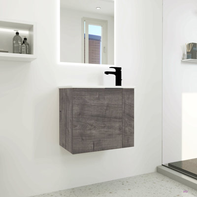 Bathroom Vanity With Sink 22 Inch For Small Bathroom,Floating Bathroom Vanity With Soft Close Door,Small Bathroom Vanity With Sink, 22X13 (KD-Packing)