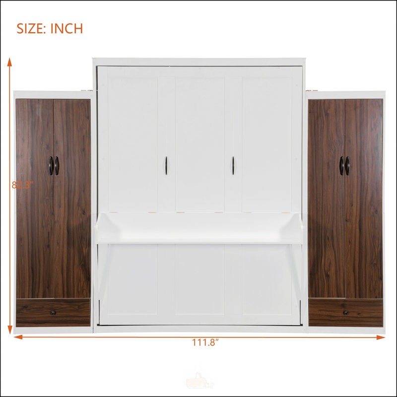 Lit escamotable double pleine grandeur avec placard, Double