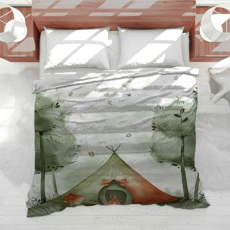 Camping Scene Bedding Nature Duvet Cover Eclectic, Queen Duvet Cover