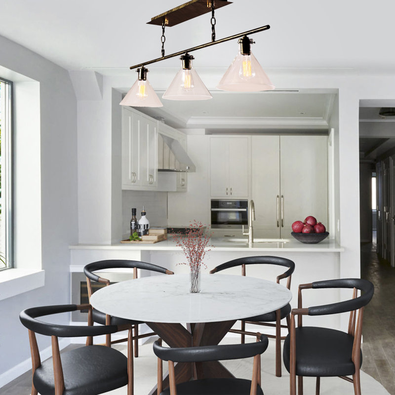 Luminaire suspendu linéaire à 3 lumières pour ilot de cuisine