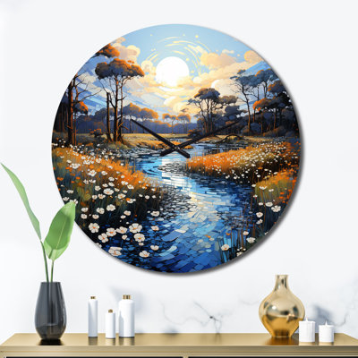 Pointillism River Charm - Horloge murale pointillisme