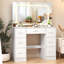 Vanity Set With Large Lighted Mirror Vanity Desk Makeup Table With 7 Drawers, White