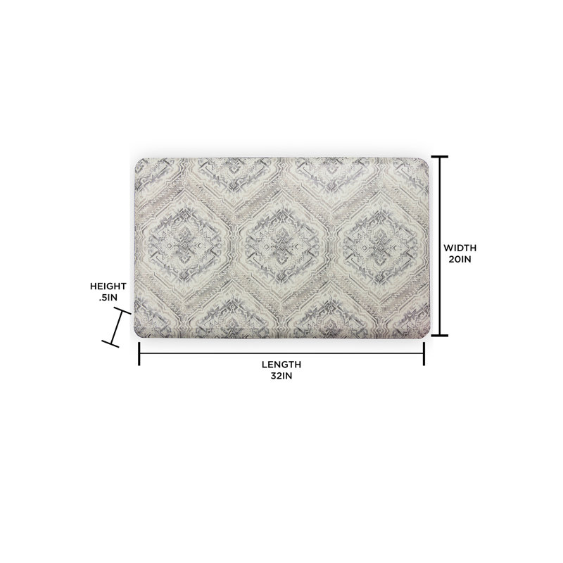 Aleana Damask Water Resistant Anti-Fatigue Kitchen Mat, Rectangle 20" W x 32" L